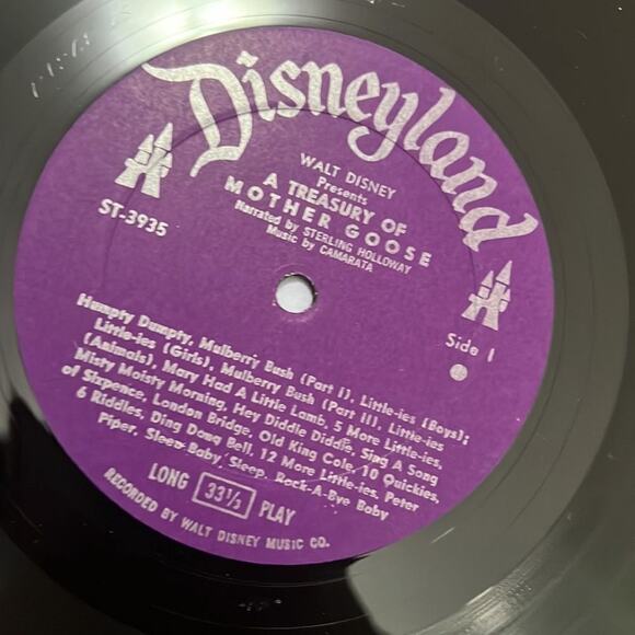 WALT DISNEY’ S TREASURY OF MOTHER GOOSE‎ NURSERY RHYMES. RECORD - Picture 8 of 8